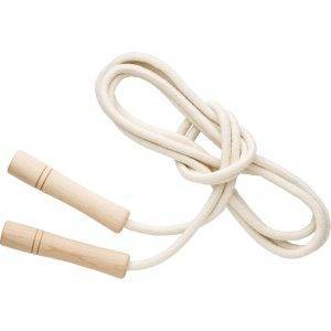 Corde à sauter avec poignées en bois neutre personnalisable avec logo