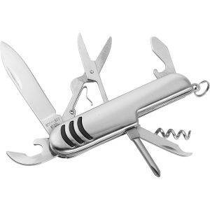 Couteau de poche multifonctionnel argent personnalisable avec logo