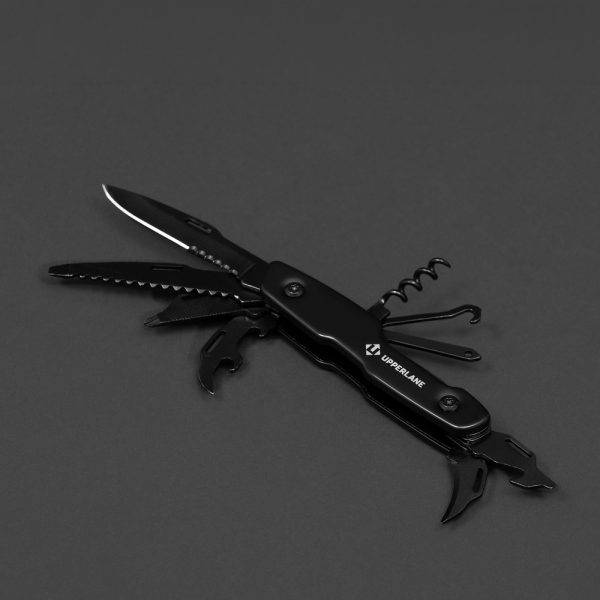 Couteau multifonction Upperlane noir personnalisable avec logo