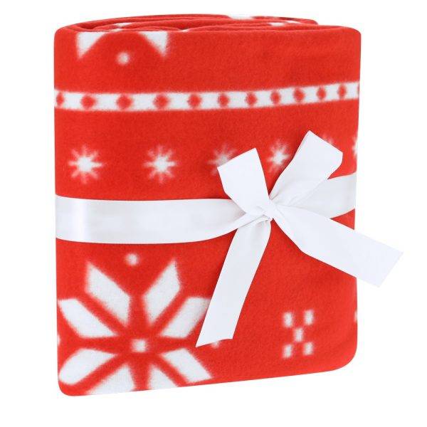 Couverture RPET, motif Noël rouge personnalisable avec logo