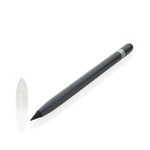 Crayon infini en aluminium avec gomme gris personnalisable avec logo