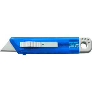 Cutter avec mécanisme de sécurité bleu personnalisable avec logo