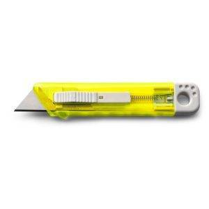 Cutter avec mécanisme de sécurité jaune personnalisable avec logo