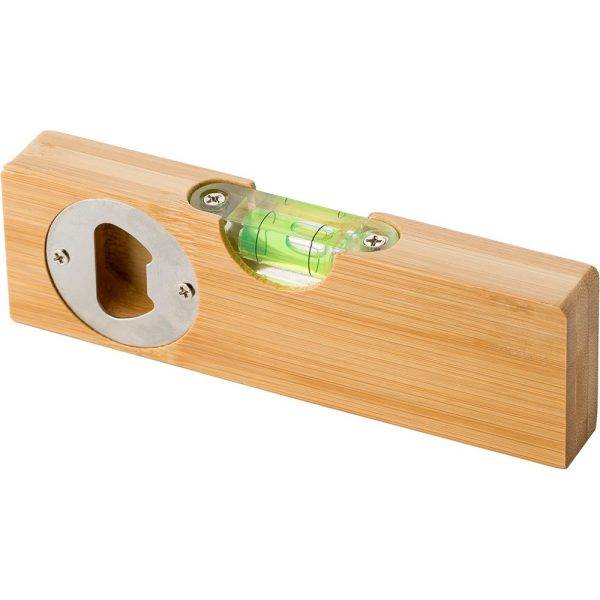 Décapsuleur en bambou, niveau à bulle bois personnalisable avec logo