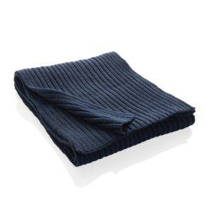 Écharpe tricotée 180x25cm Impact AWARE Polylana bleu personnalisable