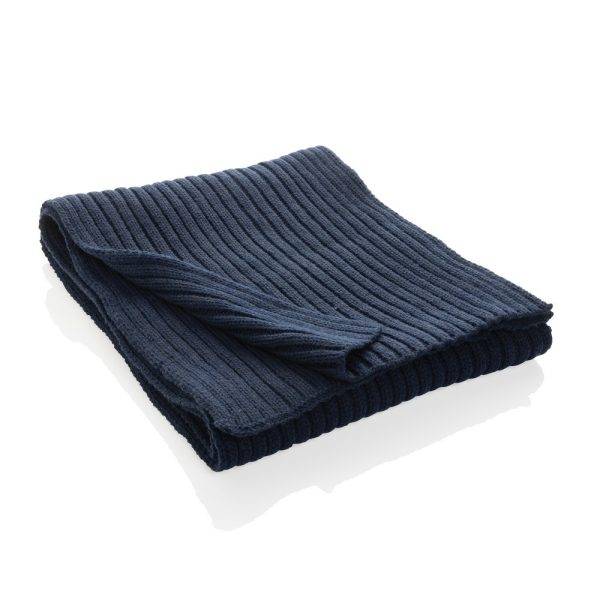 Écharpe tricotée 180x25cm Impact AWARE Polylana bleu personnalisable