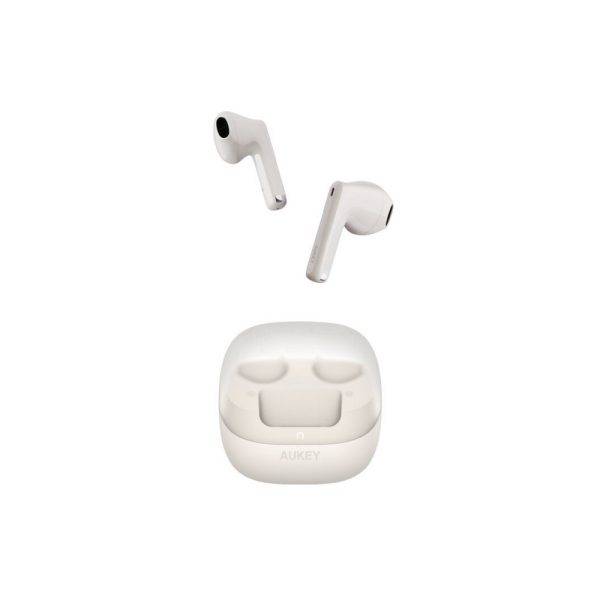Écouteurs sans fil Aukey blanc personnalisable avec logo – réf. VAM22-02
