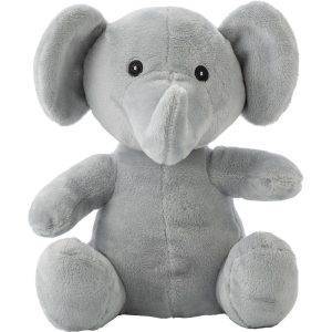 Eléphant en peluche gris personnalisable avec logo