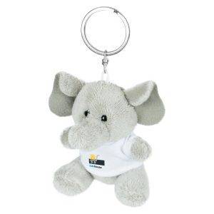 Éléphant en peluche, porte-clés Hugo gris personnalisable avec logo