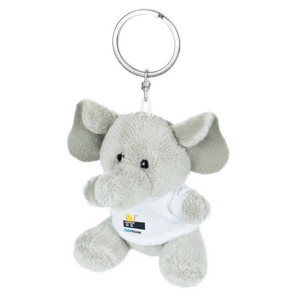 Éléphant en peluche, porte-clés Hugo gris personnalisable avec logo