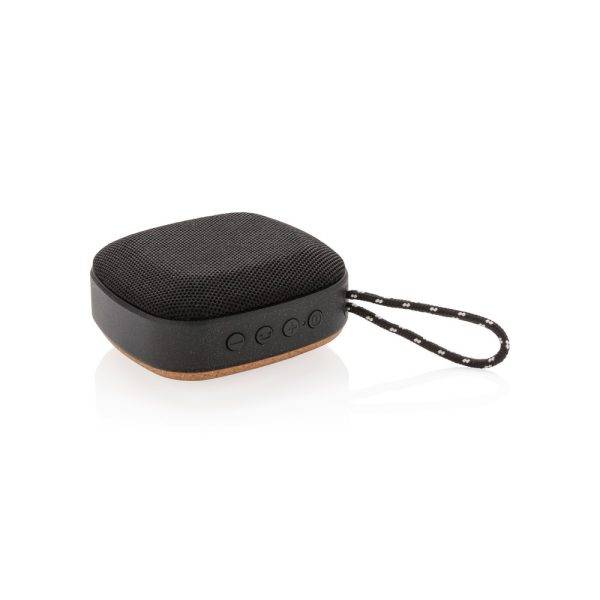 Enceinte en liège 5W Baia noir personnalisable avec logo