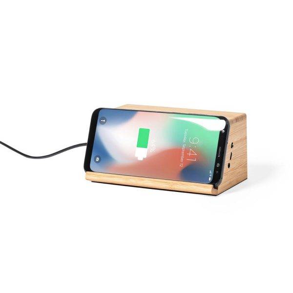 Enceinte sans fil en bambou 3W, chargeur sans fil 10W personnalisable