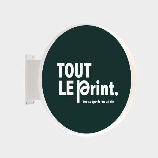 Enseigne drapeau lumineuse ronde LED personnalisée – ToutLePrint