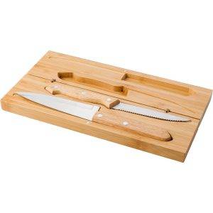 Ensemble de couteaux en bambou bois personnalisable avec logo