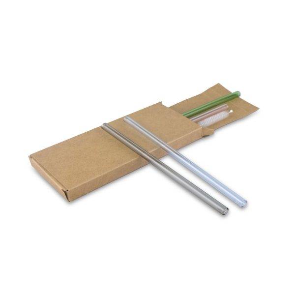 Ensemble de pailles en verre réutilisables B'RIGHT, 4 personnalisable