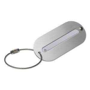 Étiquette de bagage argent personnalisable avec logo