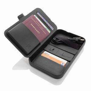 Étui de voyage avec chargeur 3 en 1 en PU RCS Swiss personnalisable