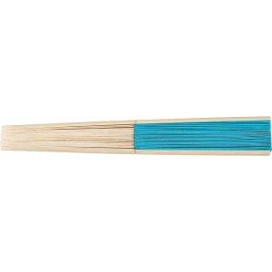 Éventail en bambou bleu clair personnalisable avec logo