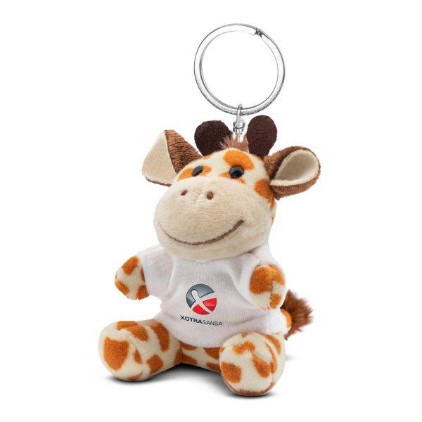 Girafe en peluche, porte-clés Lizzy brun claire personnalisable