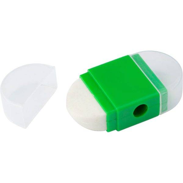 Gomme, taille-crayon vert claire personnalisable avec logo