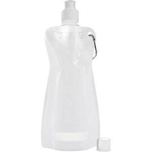 Gourde pliable 420 ml avec mousqueton blanc personnalisable avec logo