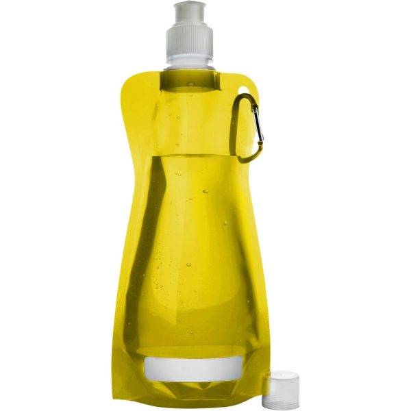 Gourde pliable 420 ml avec mousqueton jaune personnalisable avec logo