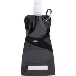 Gourde pliable 420 ml avec mousqueton noir personnalisable avec logo