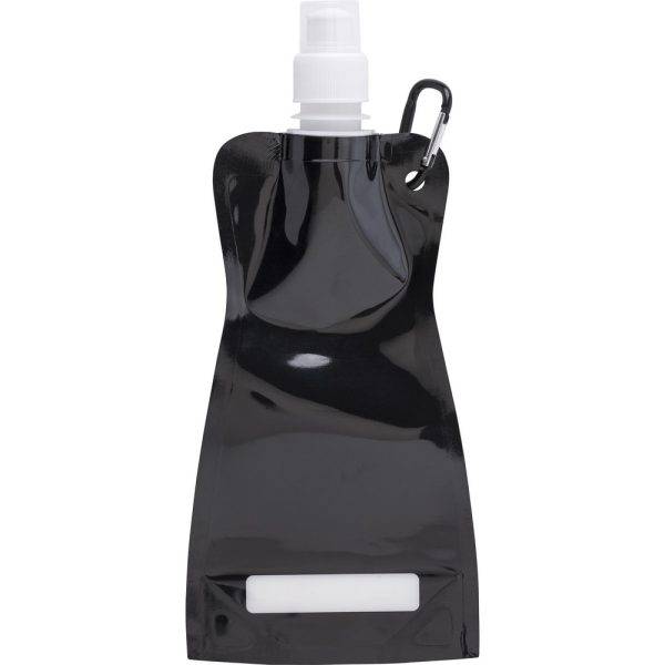 Gourde pliable 420 ml avec mousqueton noir personnalisable avec logo