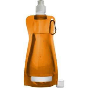 Gourde pliable 420 ml avec mousqueton orange personnalisable avec logo