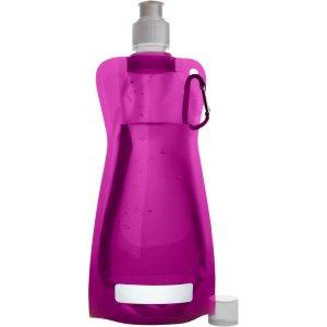 Gourde pliable 420 ml avec mousqueton rose personnalisable avec logo