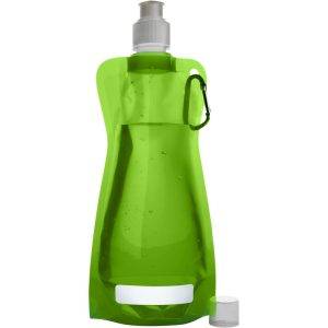 Gourde pliable 420 ml avec mousqueton vert claire personnalisable