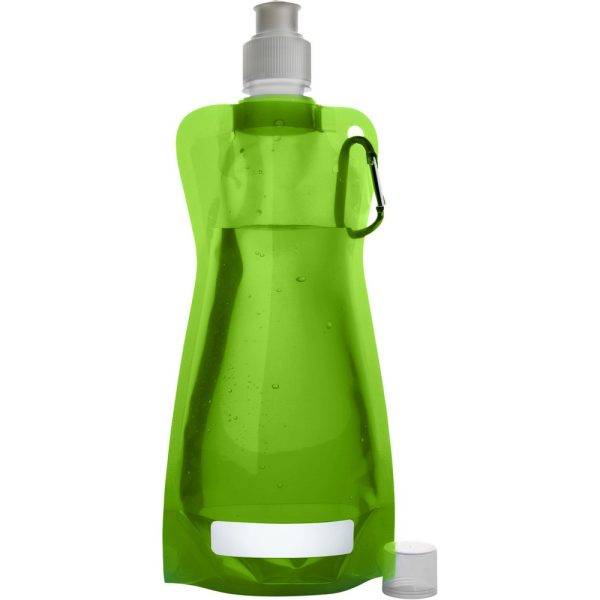 Gourde pliable 420 ml avec mousqueton vert claire personnalisable