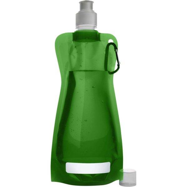 Gourde pliable 420 ml avec mousqueton vert personnalisable avec logo