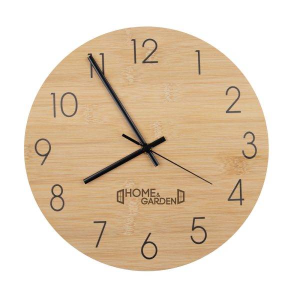 Horloge murale en bambou | Imani bois personnalisable avec logo