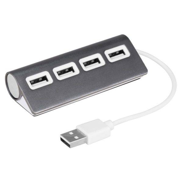 Hub USB 2.0 Fletcher gris personnalisable avec logo