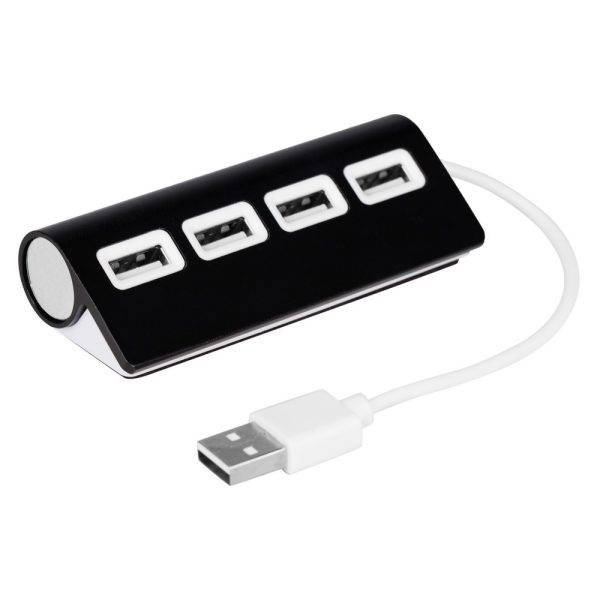 Hub USB 2.0 Fletcher noir personnalisable avec logo