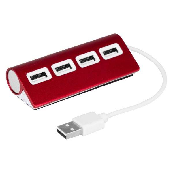 Hub USB 2.0 Fletcher rouge personnalisable avec logo