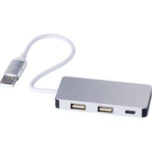 Hub USB et USB type C argent personnalisable avec logo