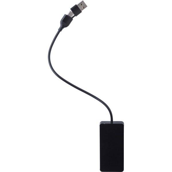 Hub USB et USB type C noir personnalisable avec logo