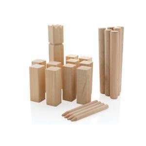 Jeu de Kubb en bois brun personnalisable avec logo