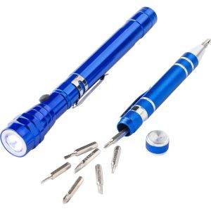 Jeu d'outils, torche télescopique 3 LED, tournevis personnalisable – réf. V8763-11