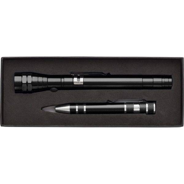 Jeu d'outils, torche télescopique 3 LED, tournevis personnalisable