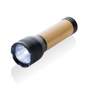 Lampe 3W en plastique recyclé RCS et bambou Lucid noir personnalisable