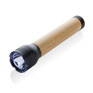 Lampe 5W en plastique recyclé RCS et bambou Lucid noir personnalisable