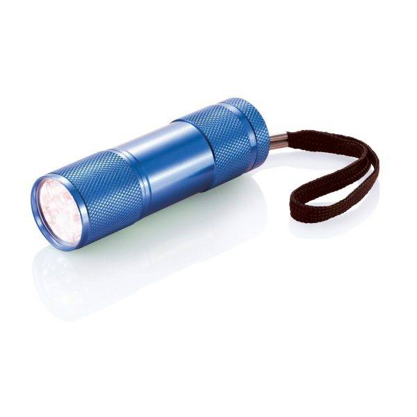 Lampe aluminium Quattro bleu personnalisable avec logo