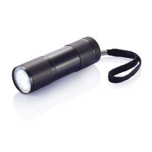 Lampe aluminium Quattro noir personnalisable avec logo