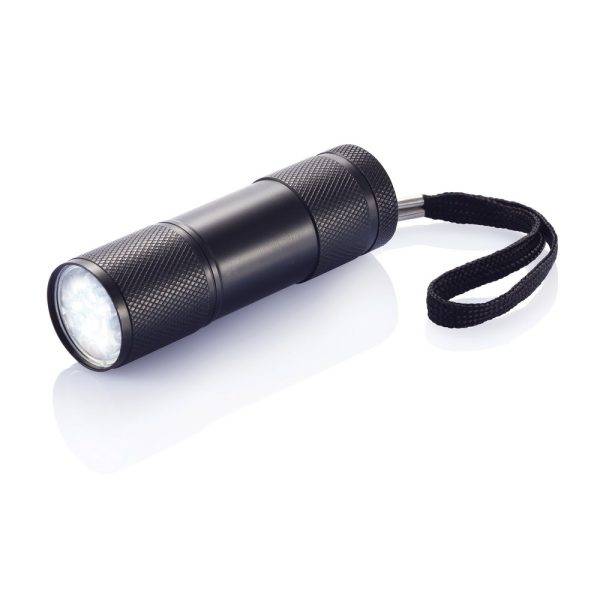Lampe aluminium Quattro noir personnalisable avec logo