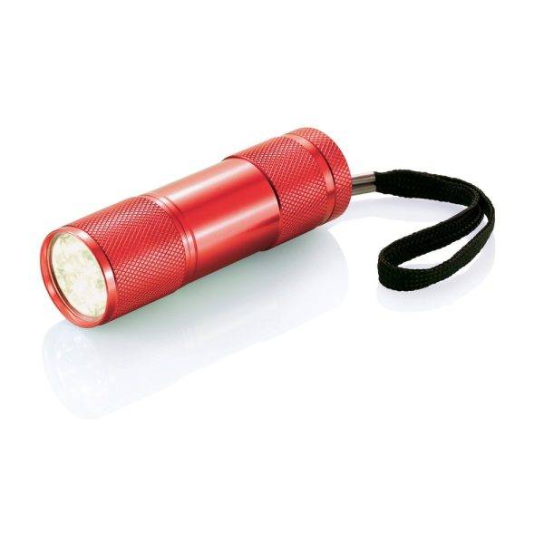 Lampe aluminium Quattro rouge personnalisable avec logo