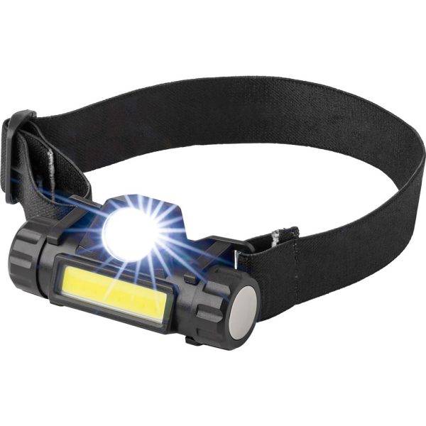 Lampe frontale à LED noir personnalisable avec logo