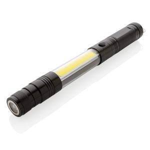 Lampe télescopique avec COB noir personnalisable avec logo